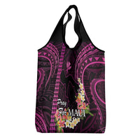 Pink Hawaii Grocery Bag Pray For Maui Hawaiian Plumeria Be Strong