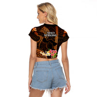 Hawaii Raglan Cropped T Shirt Pray For Maui Hawaiian Plumeria Be Strong Gold Verison LT14 - Polynesian Pride