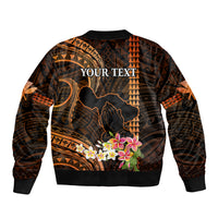 Personalised Hawaii Sleeve Zip Bomber Jacket Pray For Maui Hawaiian Plumeria Be Strong Gold Verison LT14 - Polynesian Pride