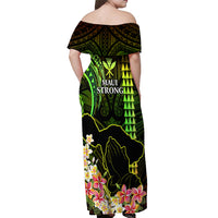 Hawaii Off Shoulder Maxi Dress Pray For Maui Hawaiian Plumeria Be Strong Reggae Verison LT14 - Polynesian Pride
