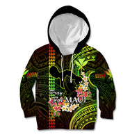 Personalised Hawaii Kid Hoodie Pray For Maui Hawaiian Plumeria Be Strong Reggae Verison LT14 Hoodie Reggae - Polynesian Pride