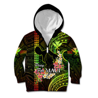 Personalised Hawaii Kid Hoodie Pray For Maui Hawaiian Plumeria Be Strong Reggae Verison LT14 Zip Hoodie Reggae - Polynesian Pride