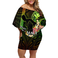 Personalised Hawaii Off Shoulder Short Dress Pray For Maui Hawaiian Plumeria Be Strong Reggae Verison LT14 Women Reggae - Polynesian Pride