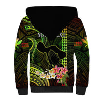 Personalised Hawaii Sherpa Hoodie Pray For Maui Hawaiian Plumeria Be Strong Reggae Verison LT14 - Polynesian Pride