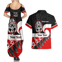 Personalised Te Reo Maori New Zealand Couples Matching Summer Maxi Dress and Hawaiian Shirt Kia Haka Maori Fern With Tino Rangatiratanga LT14 - Polynesian Pride