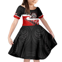Personalised Te Reo Maori New Zealand Kid Short Sleeve Dress Kia Haka Maori Fern With Tino Rangatiratanga LT14 KID Red - Polynesian Pride