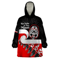 Personalised Te Reo Maori New Zealand Wearable Blanket Hoodie Kia Haka Maori Fern With Tino Rangatiratanga LT14 One Size Red - Polynesian Pride