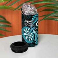 New Zealand Darts 4 in 1 Can Cooler Tumbler Happiness Is A Tight Threesome Maori Turquoise