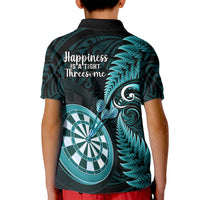 New Zealand Darts Kid Polo Shirt Happiness Is A Tight Threesome Maori Turquoise LT14 - Polynesian Pride