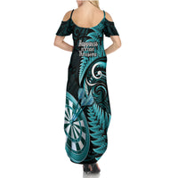 New Zealand Darts Summer Maxi Dress Happiness Is A Tight Threesome Maori Turquoise LT14 - Polynesian Pride