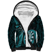 Personalised New Zealand Darts Sherpa Hoodie Happiness Is A Tight Threesome Maori Turquoise LT14 Unisex Turquoise - Polynesian Pride