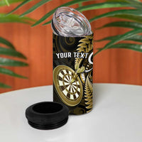 Personalised New Zealand Darts 4 in 1 Can Cooler Tumbler Happiness Is A Tight Threesome Maori Gold