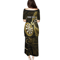 Personalised New Zealand Darts Puletasi Happiness Is A Tight Threesome Maori Gold LT14 - Polynesian Pride