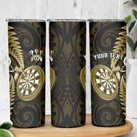 Personalised New Zealand Darts Skinny Tumbler Happiness Is A Tight Threesome Maori Gold