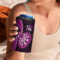 Personalised New Zealand Darts 4 in 1 Can Cooler Tumbler Happiness Is A Tight Threesome Maori Pink