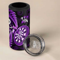 Personalised New Zealand Darts 4 in 1 Can Cooler Tumbler Happiness Is A Tight Threesome Maori Purple