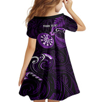 Personalised New Zealand Darts Family Matching Long Sleeve Bodycon Dress and Hawaiian Shirt Happiness Is A Tight Threesome Maori Purple LT14 - Polynesian Pride