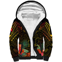 Papua New Guinea Central Province Sherpa Hoodie Papua Niugini Coat Of Arms With Flag Style LT14 Unisex Black - Polynesian Pride