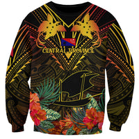 Papua New Guinea Central Province Sweatshirt Papua Niugini Coat Of Arms With Flag Style LT14 Unisex Black - Polynesian Pride