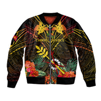 Papua New Guinea Chimbu Province Sleeve Zip Bomber Jacket Papua Niugini Coat Of Arms With Flag Style LT14 Unisex Black - Polynesian Pride