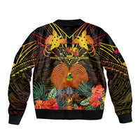 Papua New Guinea Chimbu Province Sleeve Zip Bomber Jacket Papua Niugini Coat Of Arms With Flag Style LT14 - Polynesian Pride