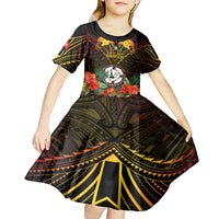 Papua New Guinea East New Britain Province Kid Short Sleeve Dress Papua Niugini Coat Of Arms With Flag Style LT14 - Polynesian Pride