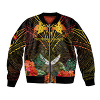 Papua New Guinea Western Province Bomber Jacket Papua Niugini Coat Of Arms With Flag Style LT14 Unisex Black - Polynesian Pride
