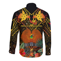 Papua New Guinea Southern Highlands Province Long Sleeve Button Shirt Papua Niugini Coat Of Arms With Flag Style LT14 - Polynesian Pride