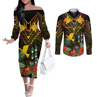 papua-new-guinea-manus-province-couples-matching-off-the-shoulder-long-sleeve-dress-and-long-sleeve-button-shirts-papua-niugini-coat-of-arms-with-flag-style
