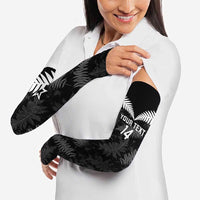 Custom New Zealand Silver Fern Football Arm Sleeves Go Aotearoa Grunge Black - Polynesian Pride