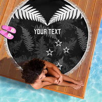 Custom New Zealand Silver Fern Football Beach Blanket Go Aotearoa Grunge Black - Polynesian Pride