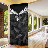 Custom New Zealand Silver Fern Football Door Cover Go Aotearoa Grunge Black - Polynesian Pride