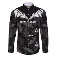 Custom New Zealand Silver Fern Football Family Matching Off Shoulder Maxi Dress and Hawaiian Shirt Go Aotearoa Grunge Black - Polynesian Pride