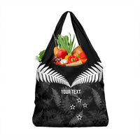 Custom New Zealand Silver Fern Football Grocery Bag Go Aotearoa Grunge Black - Polynesian Pride
