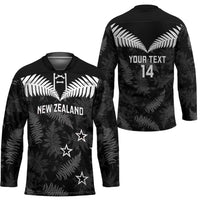 Custom New Zealand Silver Fern Football Hockey Jersey Go Aotearoa Grunge Black - Polynesian Pride