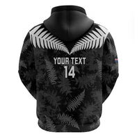 Custom New Zealand Silver Fern Football Hoodie Go Aotearoa Grunge Black - Polynesian Pride