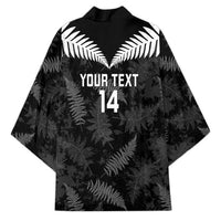 Custom New Zealand Silver Fern Football Kimono Go Aotearoa Grunge Black - Polynesian Pride