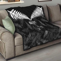 Custom New Zealand Silver Fern Football Quilt Go Aotearoa Grunge Black - Polynesian Pride