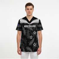 Custom New Zealand Silver Fern Football Scrub Top Go Aotearoa Grunge Black - Polynesian Pride