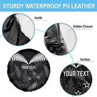 Custom New Zealand Silver Fern Football Spare Tire Cover Go Aotearoa Grunge Black - Polynesian Pride