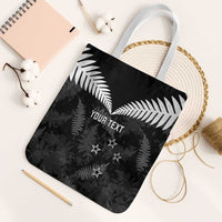 Custom New Zealand Silver Fern Football Tote Bag Go Aotearoa Grunge Black - Polynesian Pride