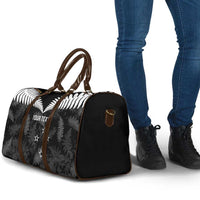 Custom New Zealand Silver Fern Football Travel Bag Go Aotearoa Grunge Black - Polynesian Pride
