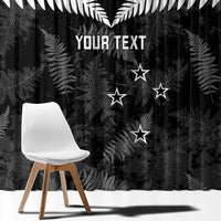 Custom New Zealand Silver Fern Football Window Curtain Go Aotearoa Grunge Black - Polynesian Pride