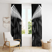 Custom New Zealand Silver Fern Football Window Curtain Go Aotearoa Grunge Black - Polynesian Pride