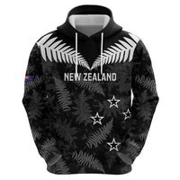Custom New Zealand Silver Fern Football Zip Hoodie Go Aotearoa Grunge Black - Polynesian Pride