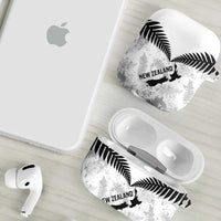 Custom New Zealand Silver Fern Football AirPods Case Go Aotearoa Grunge White - Polynesian Pride