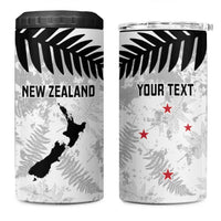 Custom New Zealand Silver Fern Football 4 in 1 Can Cooler Tumbler Go Aotearoa Grunge White - Polynesian Pride