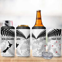 Custom New Zealand Silver Fern Football 4 in 1 Can Cooler Tumbler Go Aotearoa Grunge White - Polynesian Pride