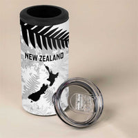 Custom New Zealand Silver Fern Football 4 in 1 Can Cooler Tumbler Go Aotearoa Grunge White - Polynesian Pride