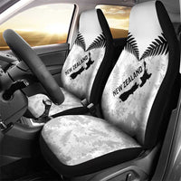 Custom New Zealand Silver Fern Football Car Seat Cover Go Aotearoa Grunge White - Polynesian Pride